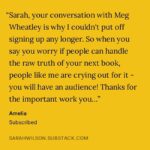Sarah Wilson Instagram - Celebrating the kind crew over at my Substack! 🌟 We arrive together with the same ache for a better, kinder way to understand the world. If you’d like to join us, I’m giving 30% off on all subscriptions—annual and monthly! ✨ Offer ends Jan 15, but the discount is for life! Link to subscribe in bio and stories ✌🏼🌎