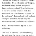Sarah Wilson Instagram - 50 today. Feels much better than 30. More solid. Less buzzy 🐝 I write about my love of ageing and life at @substackinc …membership is 30% off for the next week as my birthday gift to anyone wanting to join our community of fired-up ADULTS with big,kind thoughts. Link in stories and bio. Image by @themodernmuseportrait as part of a 50 Women at 50 exhibition 💥