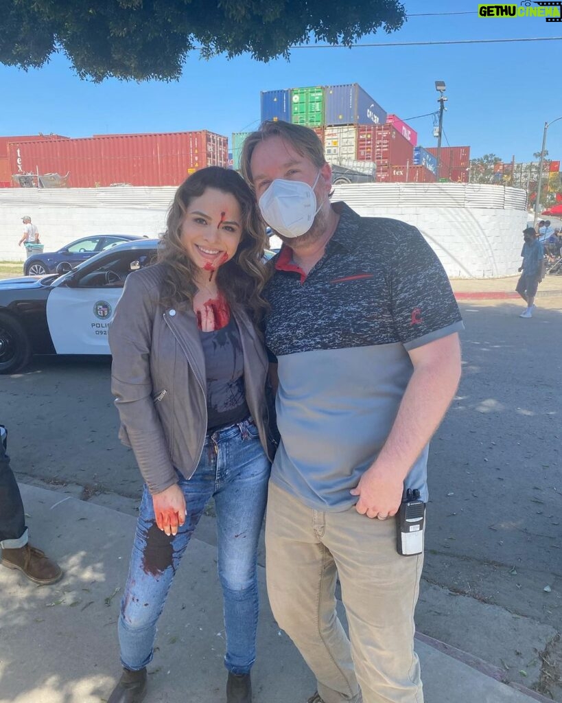 Sasha Clements Instagram - Who is she?!😂 Thank you everyone who watched @ncisla! Coming in as a guest star can feel like being the new kid in school but the cast and crew were SO welcoming! Such a fun set and an honor getting to work with and learn from the experts! Swipe for some bts of Katya’s downfall 🫣