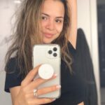 Sasha Clements Instagram - Woke up this morning to Corbin stroking my cheek telling me how beautiful I am in the morning and how angelic I am while sleeping. Then I walked into the bathroom and saw my reflection 🤦🏻‍♀️ Glad he can see past the mouthguard, messy hair and pillow drool 🤣