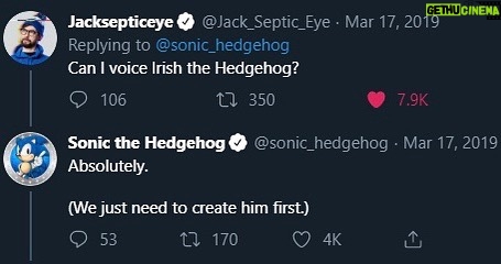 Seán McLoughlin - 424.6K Likes - Keep an eye one the Sonic twitter tomorrow! 👀☘️