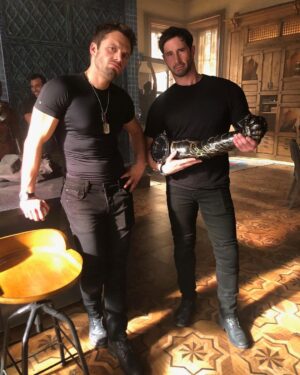 Sebastian Stan Instagram - With the incredible @johnninja, having a quick chat about ... what JUST occurred. And how we REALLY feel about it. 🤔 
The @FalconAndWinterSoldier, streaming now on @disneyplus!
