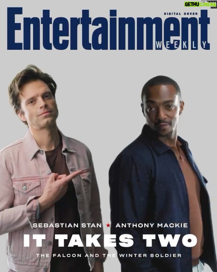 Sebastian Stan Instagram - Totally in the exact same room as @AnthonyMackie and not hundreds of miles apart. Thanks for this one, @EntertainmentWeekly 🔥 #FalconAndWinterSoldier Styled by @mjonf Hair: @dannarutherford Makeup: @ladybexmu Shot by #PawelPogorzelski