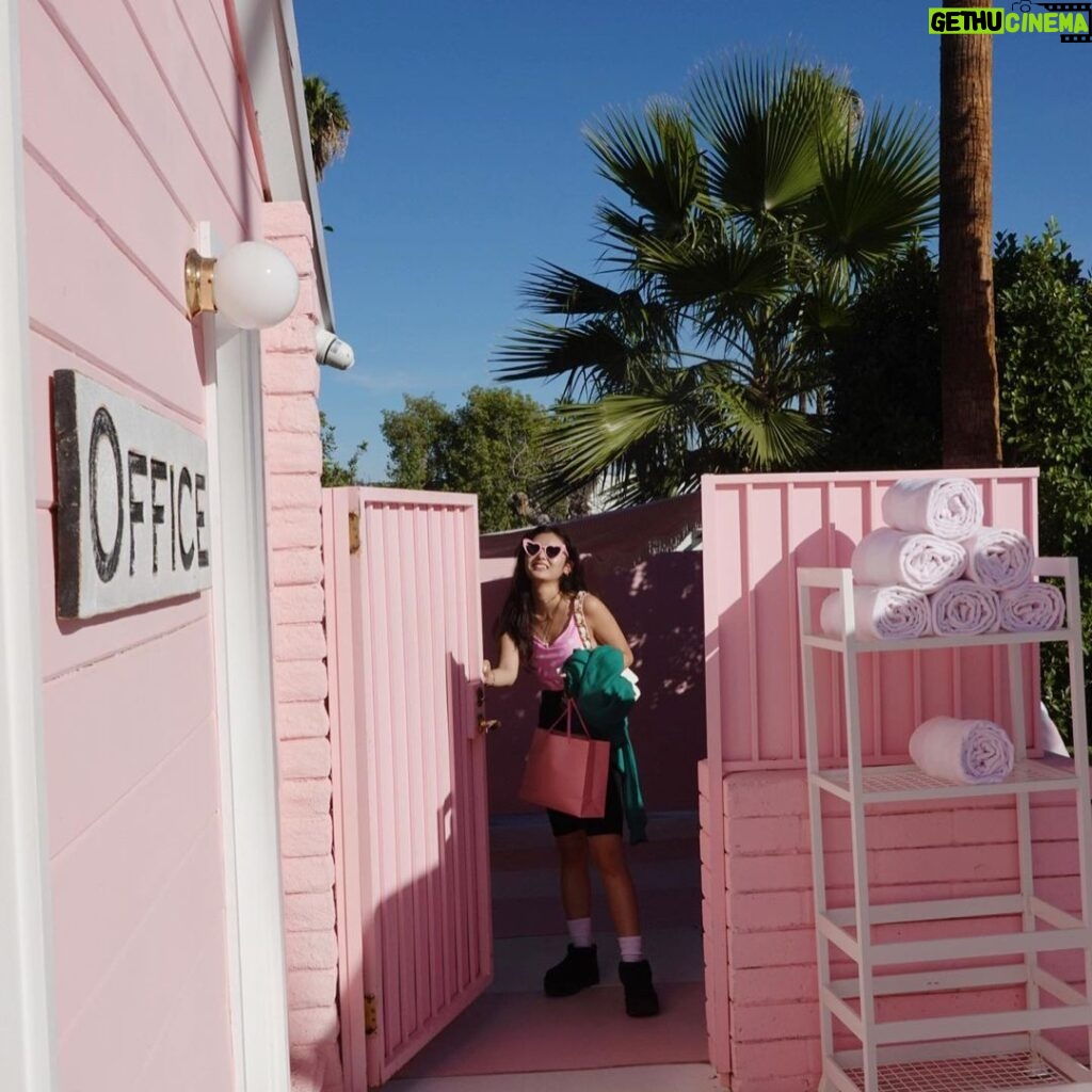 Seika Furuhata Instagram - ⠀ ここのホテル全部ピンクと可愛い物しかなかった🥰🩷🩷🩷 みんなでお揃いのハートのサングラスGET🥰✌️ #la#parmsprings#trixiemattel