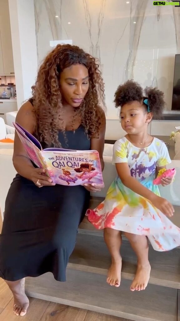 Serena Williams Instagram - In celebration of our new favorite book about @realqaiqai 💕 @olympiaohanian wanted to have a matching hair day! She still thinks baby girl in the story is her 😂 Get your copy at the link in my bio!