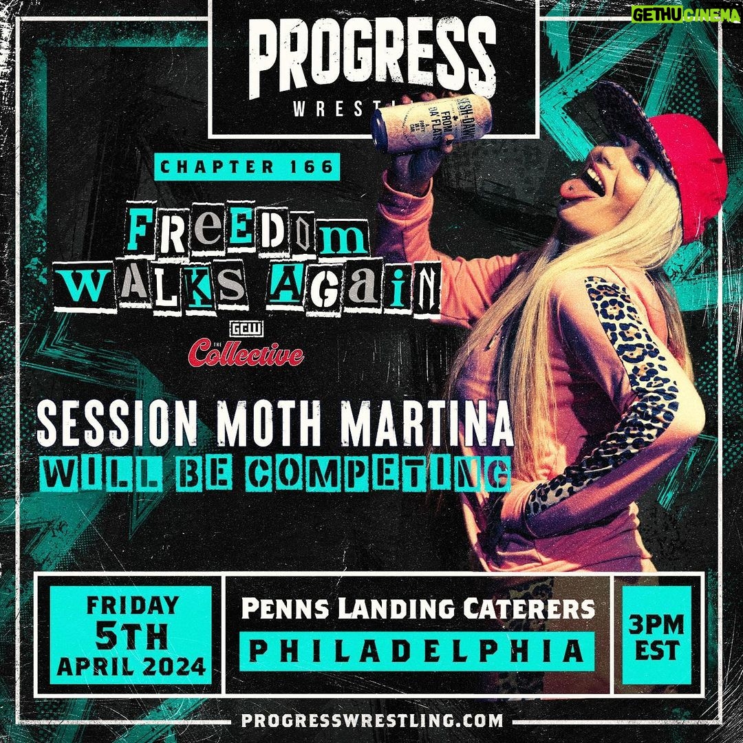 Session Moth Martina Instagram - 🍻 Session Moth Martina is bringing the party to Philadelphia! 👇 Comment & tag below who you’d like to see Session Moth face at FREEDOM WALKS AGAIN! 🇺🇸 We can’t wait to return to the US as part of The Collective! #PROGRESSWrestling #Wrestling #WrestleMania Philadelphia, Pennsylvania