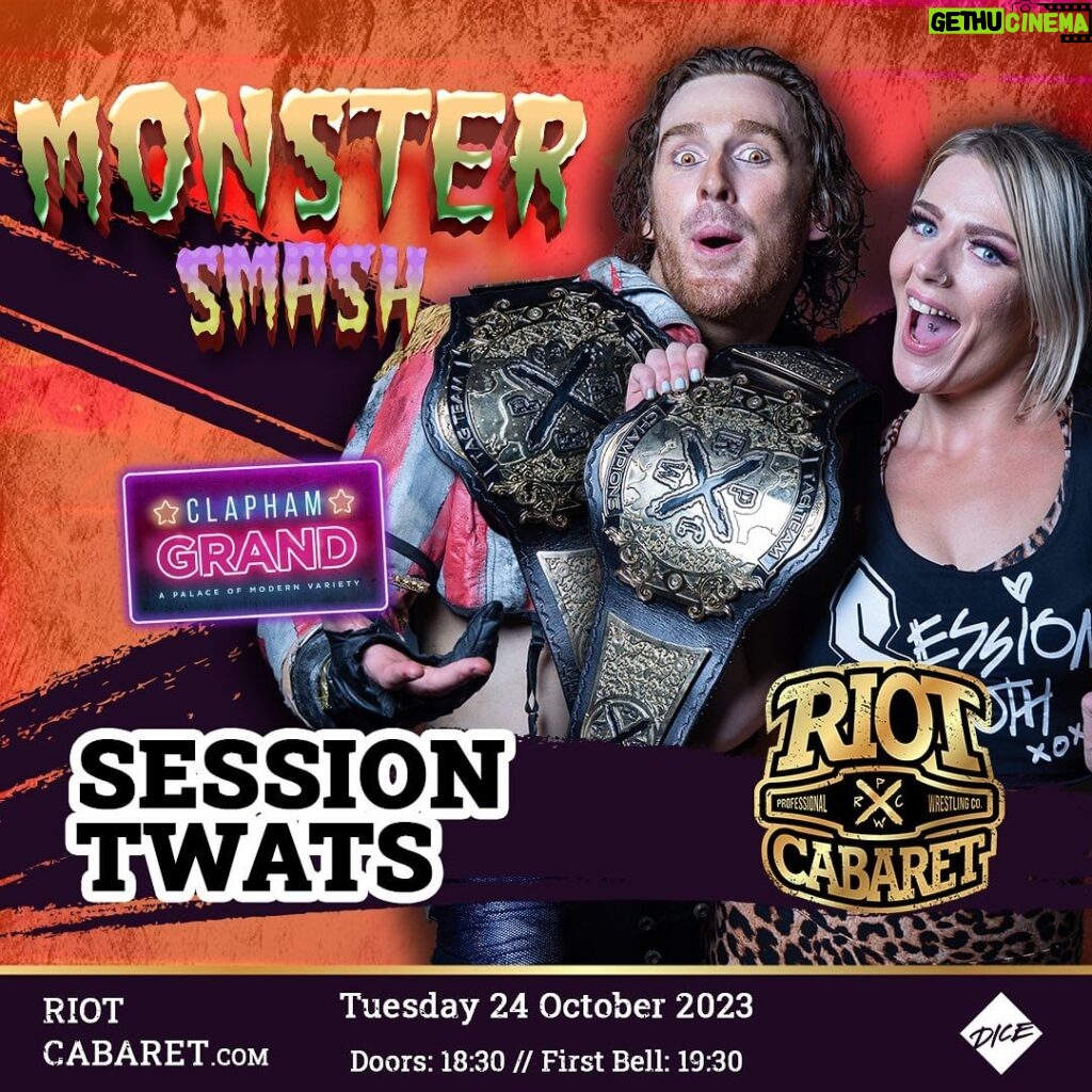 Session Moth Martina Instagram - 🔥 Your new tag champs will be in action next month! 💥 After months of rivalry, @session_moth_martina and @crowleycarnival managed to topple the Greedy Souls and become Riot Cabaret World Tag Team Champions! 🎟️ Catch them at #MonsterSmash and book your tickets now at the link in our bio! The Clapham Grand