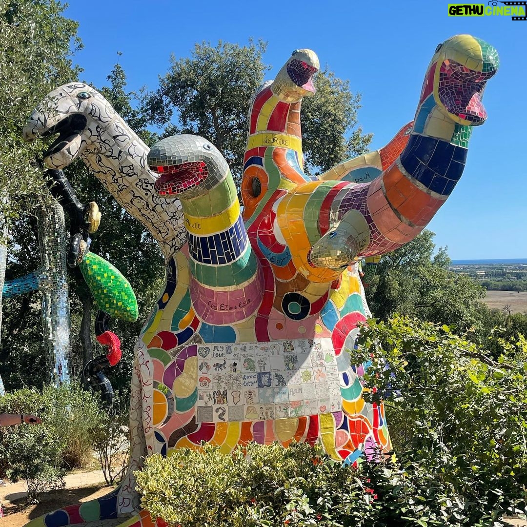 Seth Bogart Instagram - Bomarzo Gardens & Niki de Saint Phalle’s Tarot Garden 😭 When I approached the Tarot Garden it hit me so hard in a crazy way I was not expecting & was glad I had sunglasses on cuz I couldn’t stop crying!! Niki de Saint Phalle - wow wow wow - worked on it for almost 20 years and lived inside one of the sculptures (you can go in it- see my stories ). She was inspired by Bomarzo Gardens (which was made in 1552), where we went the day before. Glad I got to visit these places in this lifetime ❤️ Sacro Bosco di Bomarzo