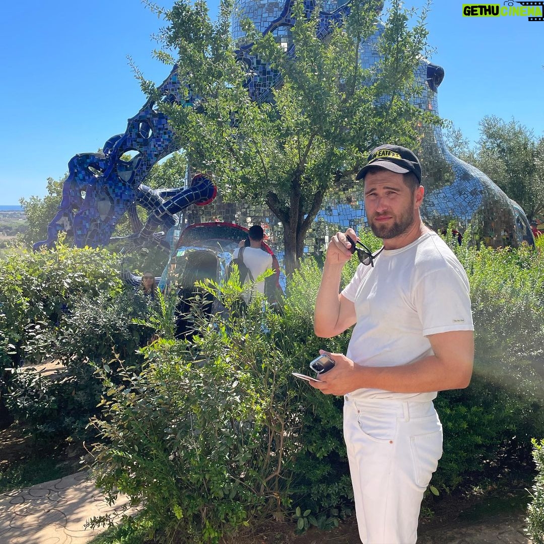 Seth Bogart Instagram - Bomarzo Gardens & Niki de Saint Phalle’s Tarot Garden 😭 When I approached the Tarot Garden it hit me so hard in a crazy way I was not expecting & was glad I had sunglasses on cuz I couldn’t stop crying!! Niki de Saint Phalle - wow wow wow - worked on it for almost 20 years and lived inside one of the sculptures (you can go in it- see my stories ). She was inspired by Bomarzo Gardens (which was made in 1552), where we went the day before. Glad I got to visit these places in this lifetime ❤️ Sacro Bosco di Bomarzo