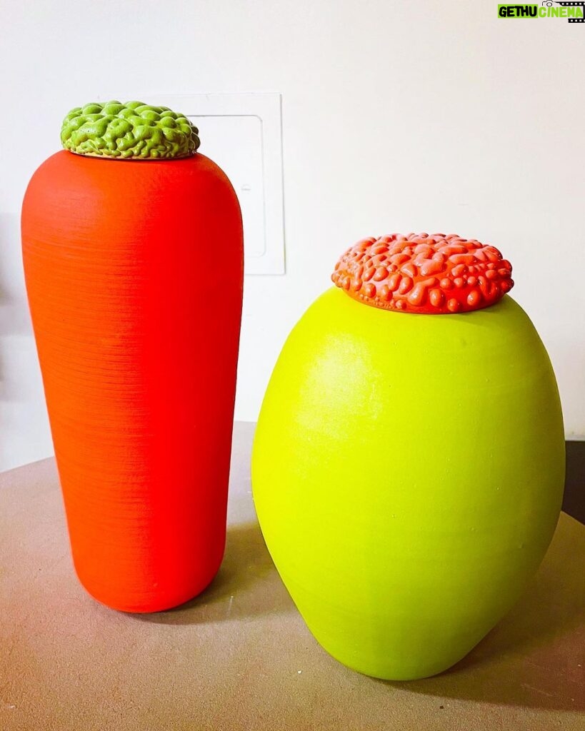 Seth Rogen Instagram - I made these vases with gloopy lids.