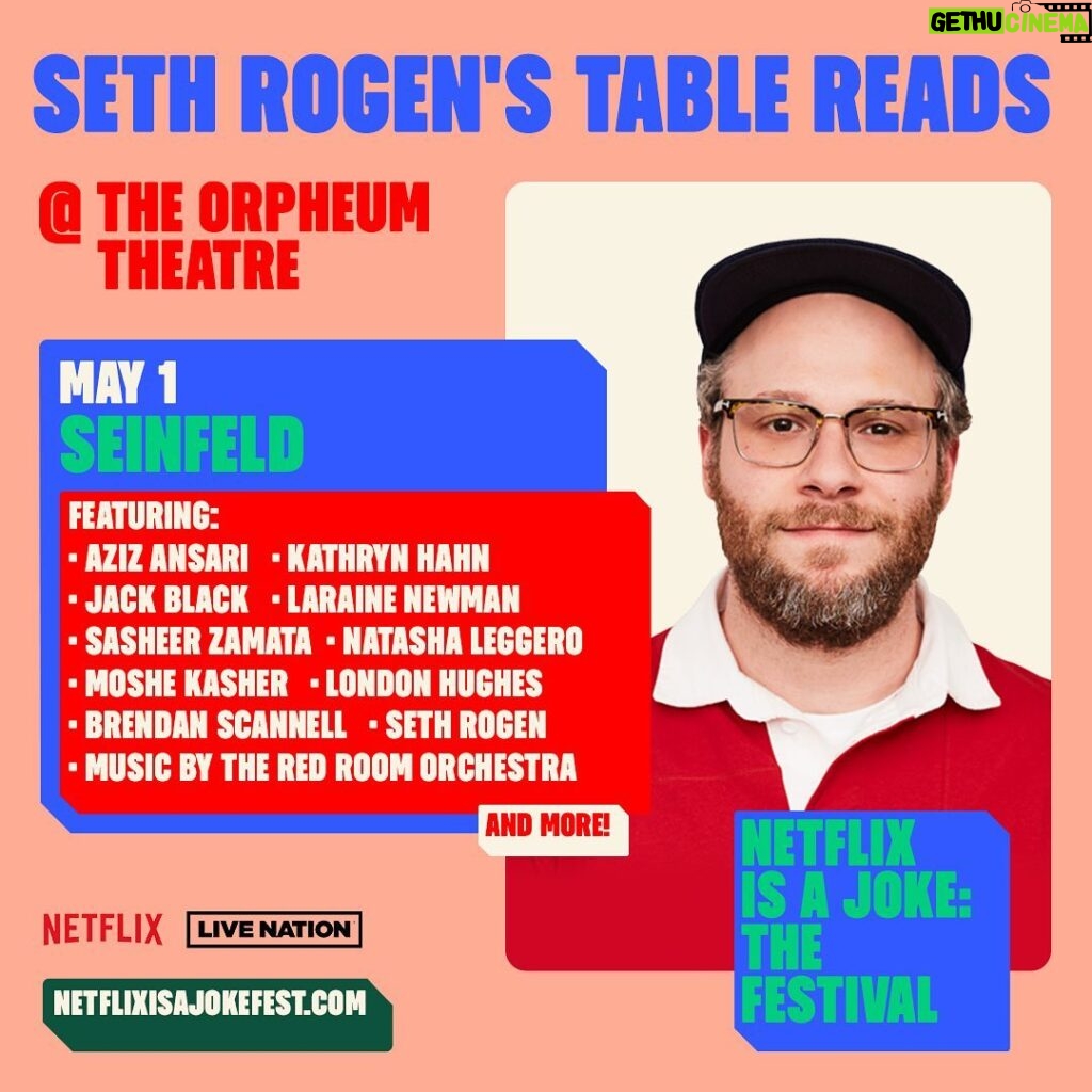 Seth Rogen Instagram - In Los Angeles? There’s still some tix left for our awesome table reads with amazing casts featuring @quintab, @comedianlilrel, @azizansari, @jackblack, @nickkroll, @zaziebeetz, @osheajacksonjr, @lilyjcollins, and MORE!!