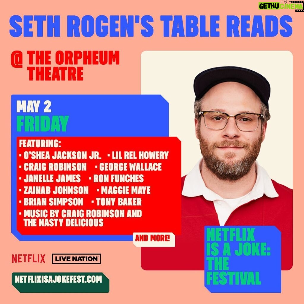 Seth Rogen Instagram - In Los Angeles? There’s still some tix left for our awesome table reads with amazing casts featuring @quintab, @comedianlilrel, @azizansari, @jackblack, @nickkroll, @zaziebeetz, @osheajacksonjr, @lilyjcollins, and MORE!!