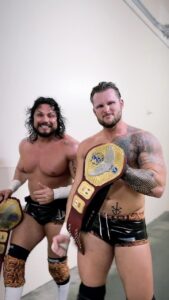 Shane Veryzer Instagram - 𝐀𝐍𝐃 𝐍𝐄𝐄𝐖𝐖𝐖!!!! Congratulations to TMDK (@baddudetito and @shanetmdk), who captured the #UnitedWrestling World Tag-Team Championships on Tuesday night at the @irvineimprov! Be sure to tune in to #ChampionshipWrestling in the coming weeks to find out how they did it and what’s next for the champs. #AndNew Irvine Improv