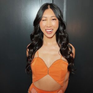 Shannon Dang Instagram - 🍊 @thecw Upfront Day ! 
Hair: @miasantiagohair 
Makeup: @josephcarrillo 
Styling: @itsamandalim 
Dress: @thainguyenatelier