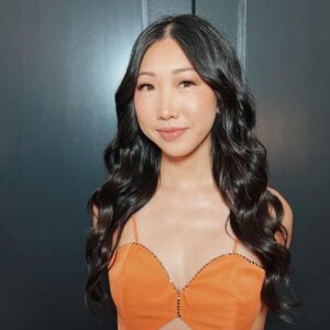 Shannon Dang Instagram - 🍊 @thecw Upfront Day ! 
Hair: @miasantiagohair 
Makeup: @josephcarrillo 
Styling: @itsamandalim 
Dress: @thainguyenatelier