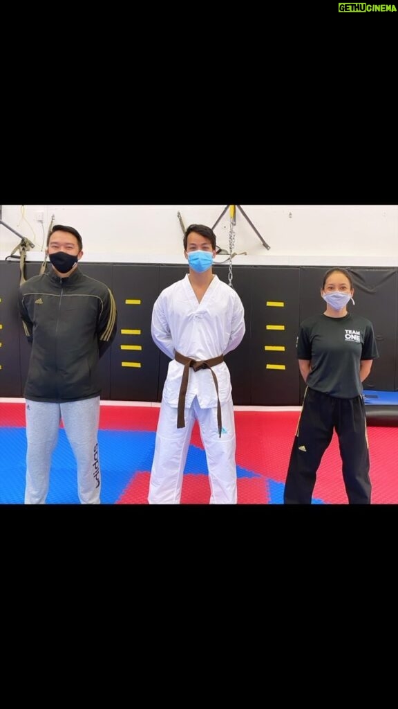 Shannon Kook Instagram - The work behind the belt • It’s been a beautiful challenge training Taekwondo throughout the pandemic. Thank you to all the generous Vancouver stunt training partners and @teamonemartialarts for their fun outlook and work ethic. I really struggled to get this kick in my body, whereas other movements have felt more second nature to me - likely from my previous Karate and dance experience. But working outside of class time has been the most rewarding afterthought for me. I still feel like a beginner in so many ways and it’s so strange to see myself in a Brown belt now. But you can’t deny time and hard work. So here we are. Also, who’s watching out for Valentina Shevchenko’s back kick and Mortal Kombat this weekend? This guy 🙋🏻‍♂️