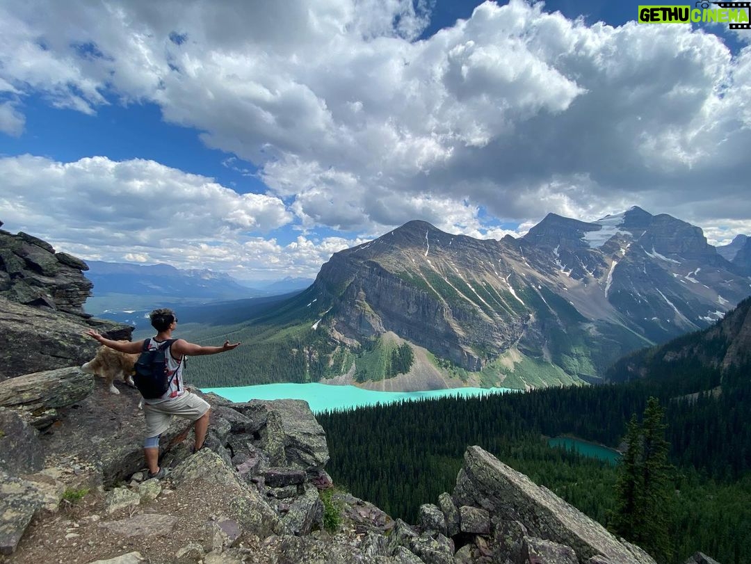 Shannon Kook Instagram - These photos are unedited. And it’s much better in person 😮 @nala_minibernedoodle ⛰ 🇨🇦 ⛰ #LakeLouise #LittleBeehive #littlebeehivelookout #littlebeehivetrail #littlebeehivehike Little Beehive Lookout