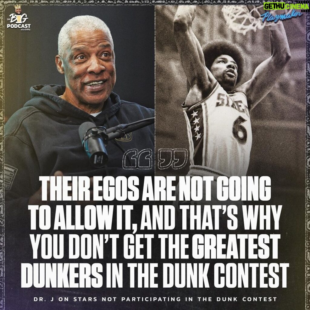Shaquille O'Neal Instagram - Dr. J on why star athletes don’t participate in the dunk contest… who would you have wanted to see participate? 👀 Tap into @thebigpodwithshaq for more!