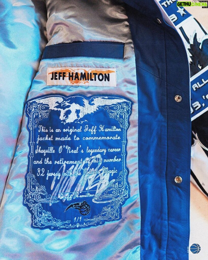 Shaquille O'Neal Instagram - one of one details of @shaq’s one-of-a-kind Orlando Magic jacket designed by @jeffhamilton 🪄