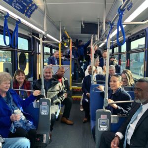 Sharice Davids Instagram - Me and my crew on the way to plug in new RideKC electric buses 😎

Federal funding passed in December will add up to 10 buses to the fleet. Better transit = stronger economy. Nice!