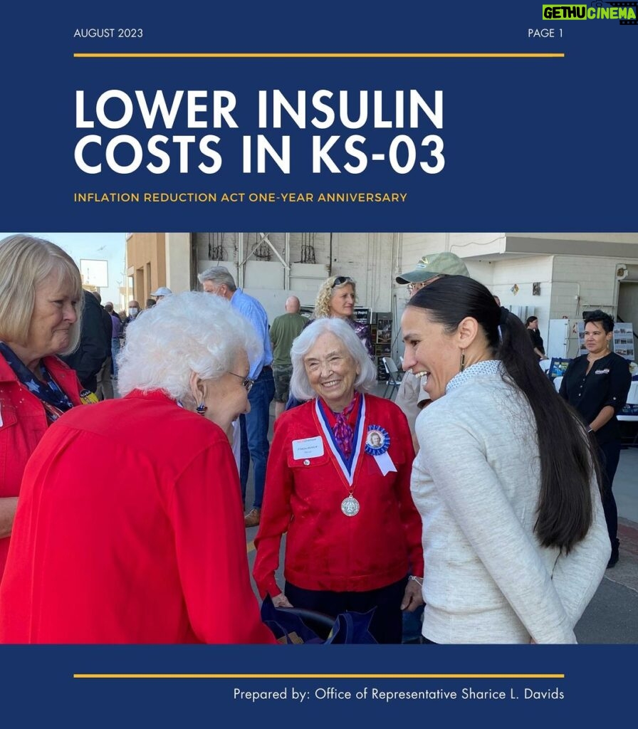 Sharice Davids Instagram - For too long, Kansans have been forced to pay extremely high prices for insulin while drug companies rake in massive profits. Today, I released a report on how a law I supported last year has drastically lowered the cost of insulin for folks in #KS03. By capping the cost of insulin, we are not only lowering a major cost burden for tens of thousands of Kansans — we are saving lives. I will continue to support federal legislation that instates this price cap for all insulin users and lowers the overall cost of health care.