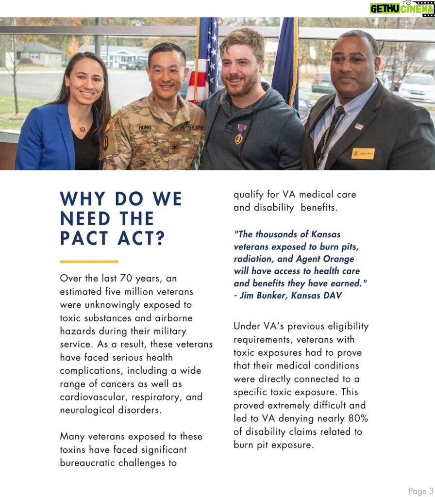 Sharice Davids Instagram - This week is the 1-year anniversary of the PACT Act being signed into law. It expanded health care benefits to 5 million veterans exposed to toxins while deployed! During a discussion with local veterans and health care professionals earlier today, I released a report that finds over 1,000 veterans in Kansas’ Third District are taking advantage of the PACT Act’s expanded health care benefits. We can’t understate how big of a difference this legislation is having in Kansas and across the country!