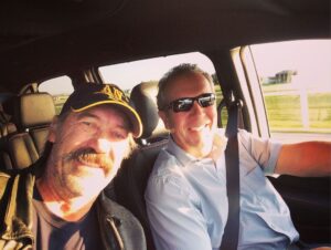 Shaun Johnston Instagram - This isn’t a photo about me. It’s about my teamster buddy, Mike. How can you not love this guy. Thanks Mike. For getting me to and from everyday with your smiling Mike-ness and between the ditches. Sj