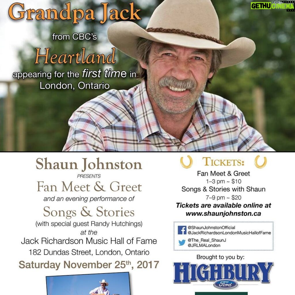 Shaun Johnston Instagram - Have you heard? Shaun is making a 2-part appearance at the Jack Richardson Music Hall of Fame this Saturday. Go to www.shaunjohnston.ca for Tix. #TeamShaunJ
