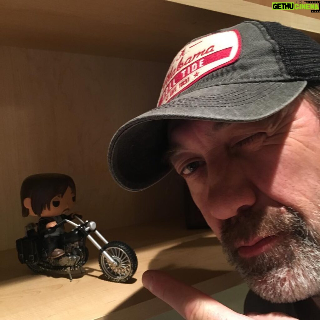 Shaun Johnston Instagram - 'Walking Dead' Daryl Dixon. He's on his bike, I'm not. Rain go away! Sj