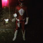Shaun Johnston Instagram - My hero Son, Cael, taking a break from dishing out candy on Halloween night to find some “Morphin’ Time”. Happy Halloween!! Sj