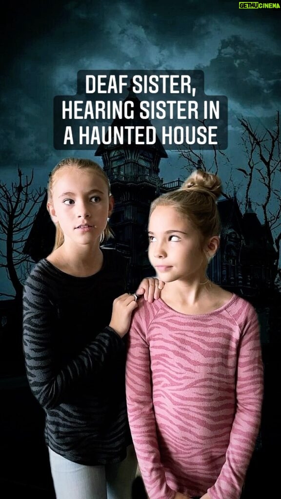 Shaylee Mansfield Instagram - On a dark night, a deaf sister and hearing sister get separated in a haunted house… The Deaf sister sees and feels the thumping floors, lights flickering, shadow moving, and cold air whooshing. The hearing sister hears the squeaky door, footsteps, crying, and screaming! The sisters finally bands their strengths together to only find out it is a mouse, not a monster! What imagination does to them. #signlanguage #americansignlanguage #hauntedhouse #halloween2021 #sistersgoals