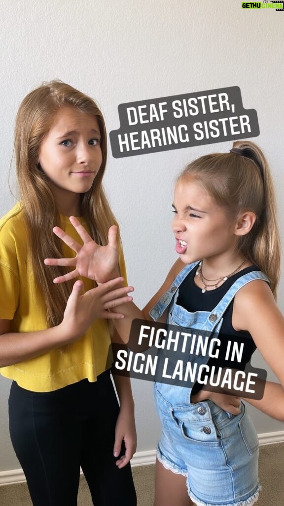 Shaylee Mansfield Instagram - How do we, a Deaf sister and hearing sister, fight in sign language? Very much like everyone else - we sign bigger, closer, finger-spell more, faster, and depending where we’re at, louder or quieter. One thing that makes us different is that I can easily stop a fight by closing my eyes. Heh, the perks of being Deaf! #deafgain #americansignlanguage #signlanguage #deaf #sisters👭