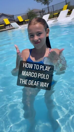 Shaylee Mansfield Instagram - The Deaf way to play Marco Polo - eyes closed and splashing allowed only! See how my Deaf family does it. 💦 🌞