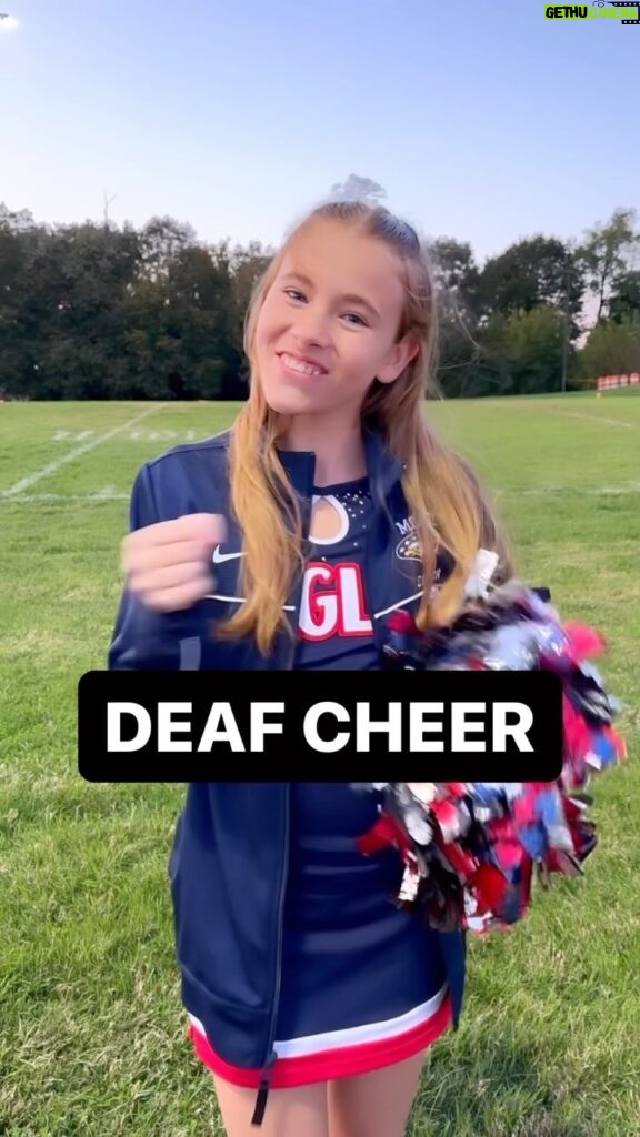 Shaylee Mansfield Instagram - Deaf cheer, where the rhythm is felt and the energy is contagious! Deaf cheerleaders use a combination of dance, visual cues, drum beats, and sign language to perform cheers for their school. It’s a beautiful example of universality and creativity in a world of sports. 🤟 🦅🥁