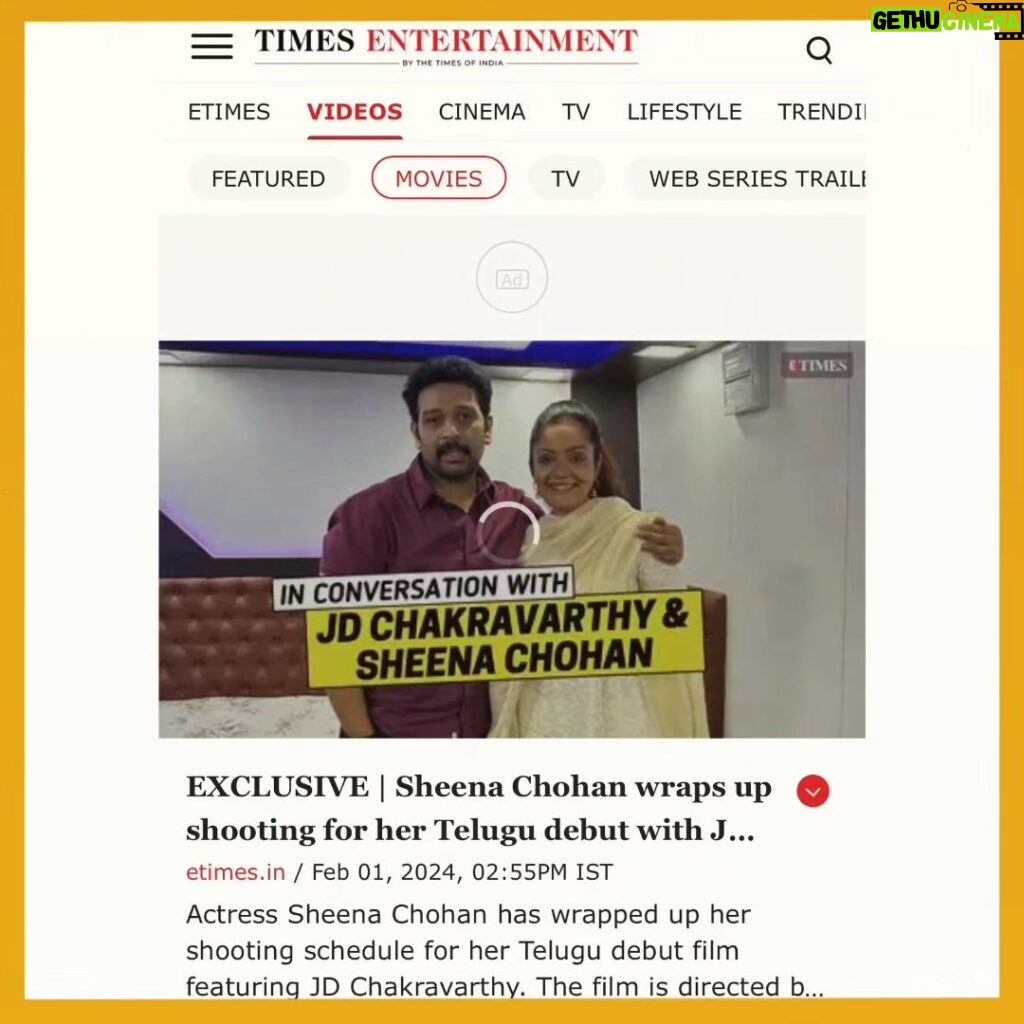 Sheena Chohan Instagram - And it's a wrap! 📽️ Cannot wait to share with you guys more glimpses from this new movie 🥰 It has been an exhilarating experience in @_hyderabad_love , shooting with a fantastic team, alongside @JD sir. Thank you @etimes and @saradha_natarajan for capturing our conversation from behind the scenes. Stay tuned to know about this new movie, details will be up soon! 😇💖✨ #Love #Instagood #Bestlife #Happy #travel #fun #igers #Igworldclub #Igworldtravel #Ig_captures #Ig_portraits #Igers_daily #Igers_stories #Photooftheday #Fashion #Beautiful #Happy #Cute #Tbt #like4like #followme #formore #Sheenachohan Hyderabad , Telengana. India