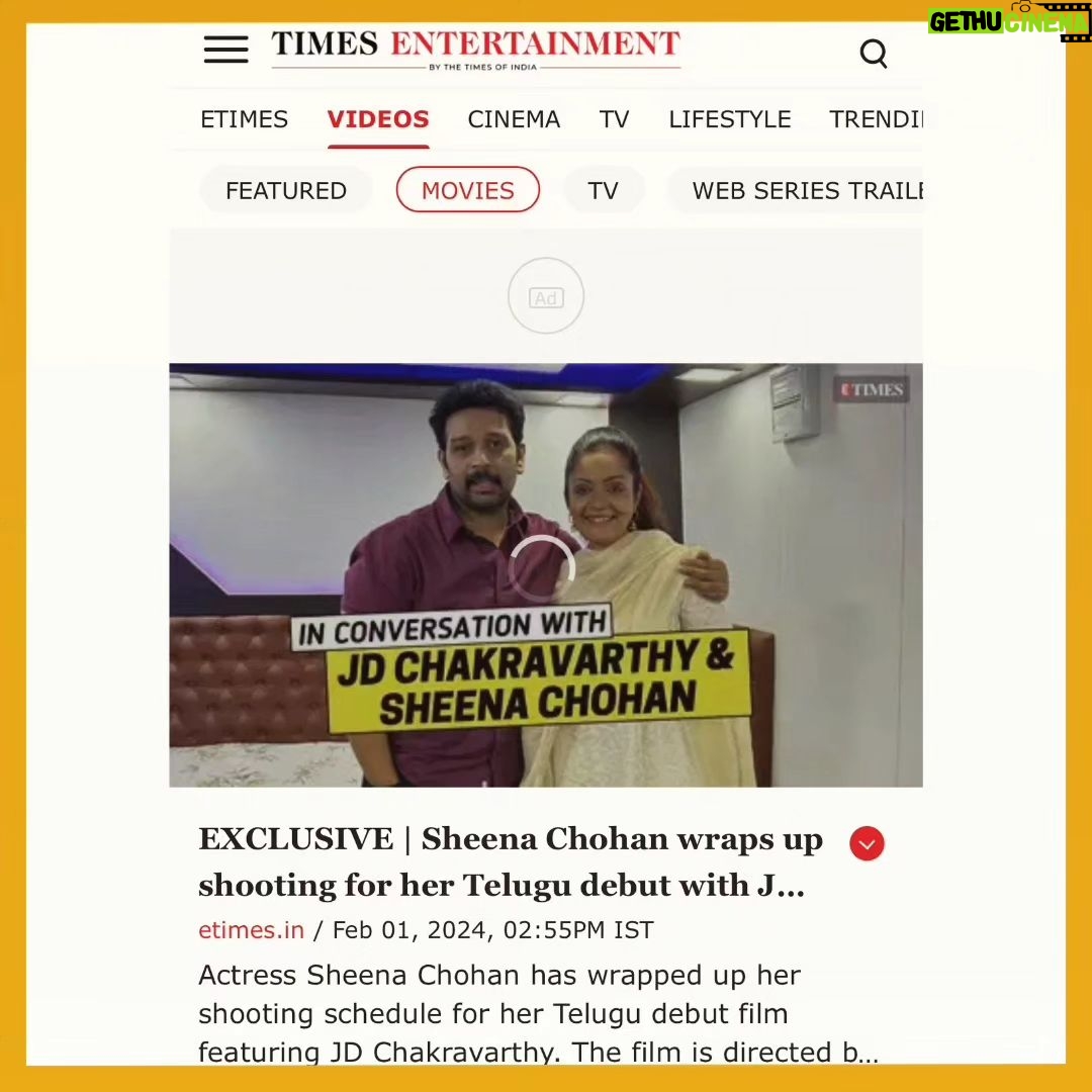 Sheena Chohan Instagram - And it's a wrap! π½οΈ Cannot wait to share with you guys more glimpses from this new movie π₯° It has been an exhilarating experience in @_hyderabad_love , shooting with a fantastic team, alongside @JD sir. Thank you @etimes and @saradha_natarajan for capturing our conversation from behind the scenes. Stay tuned to know about this new movie, details will be up soon! ππβ¨ #Love #Instagood #Bestlife #Happy #travel #fun #igers #Igworldclub #Igworldtravel #Ig_captures #Ig_portraits #Igers_daily #Igers_stories #Photooftheday #Fashion #Beautiful #Happy #Cute #Tbt #like4like #followme #formore #Sheenachohan Hyderabad , Telengana. India