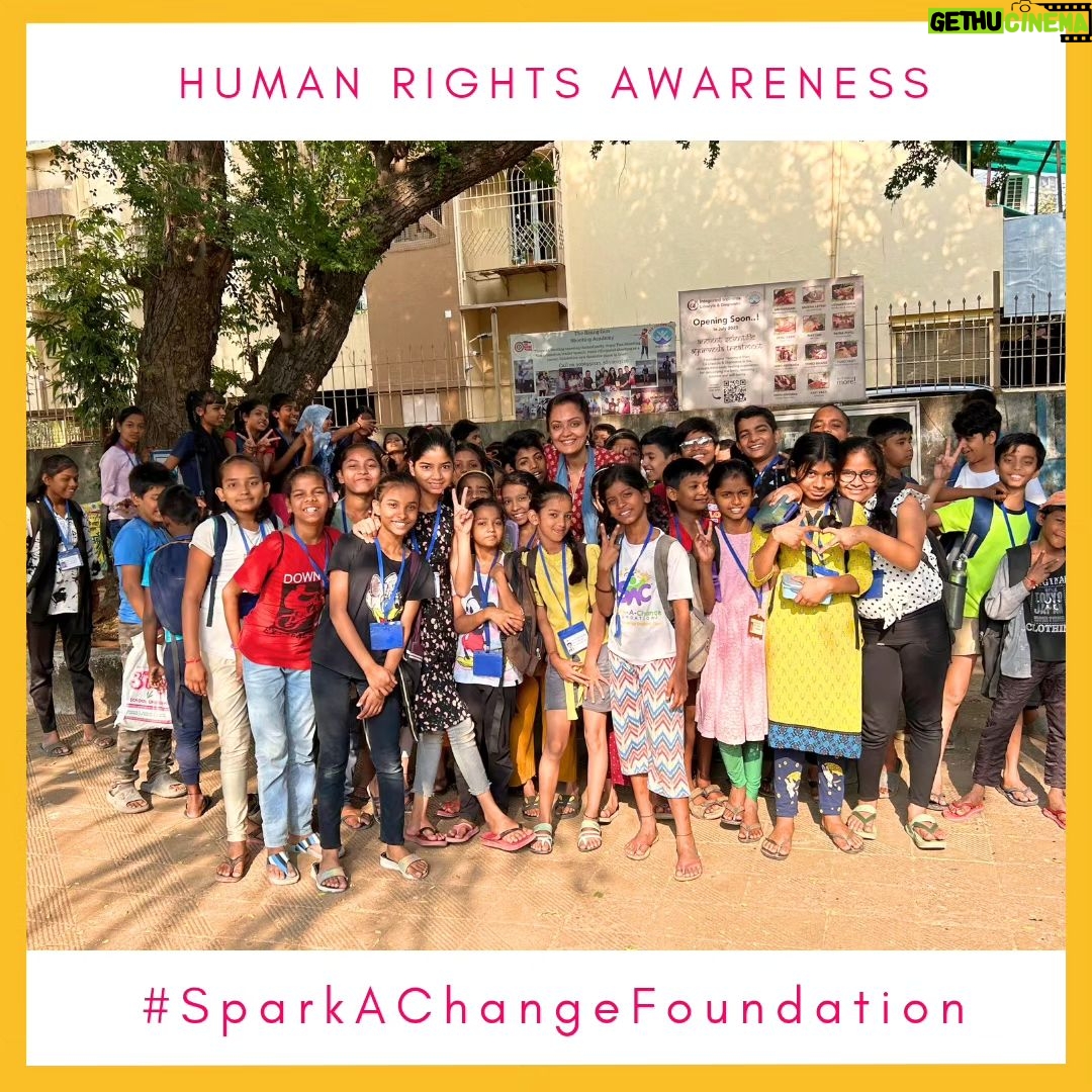 Sheena Chohan Instagram - “To deny people their human rights is to challenge their very humanity.” - @nelson_mandela_oficial , South African civil rights activist. We encourage the future, we build the future, we are the future. Join hands with me in spreading awareness about #HumanRights and its significance. Thank you @sparkachangefoundation for the opportunity to communicate with the kids of tomorrow, they truly are a blessing. #Humanity #HumanRights #humanitarian #human #collaborate #care #aware #spreadtheawareness #sheenachohan Mumbai, Maharashtra