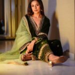 Shehnaaz Kaur Gill Instagram - 💚💚 Outfit: @sureenachowdhri Makeup: @sachinmakeupartist1 Hair: @cheemabaljit2 📸 : @akshaynavlakhefilms Managed By : @kaushal_j