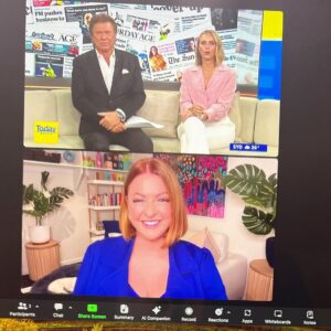 Shelly Horton Instagram - Bright blue for a bright morning on @thetodayshow 

Talking childcare, work from home and is 80 the new 60?