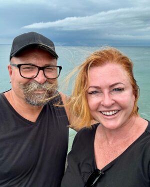 Shelly Horton Instagram - Walking at Coolum Beach and saw 4 Manta Rays and 2 green turtles.

Moments later we were hit by a massive storm and had to shelter in a cafe.

Checkout Mr Barkley - the hates thunder so Darren improvised on a thunder shirt!