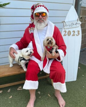 Shelly Horton Instagram - Mr Barkley and Maui love summertime Santa! 

Merry Christmas!