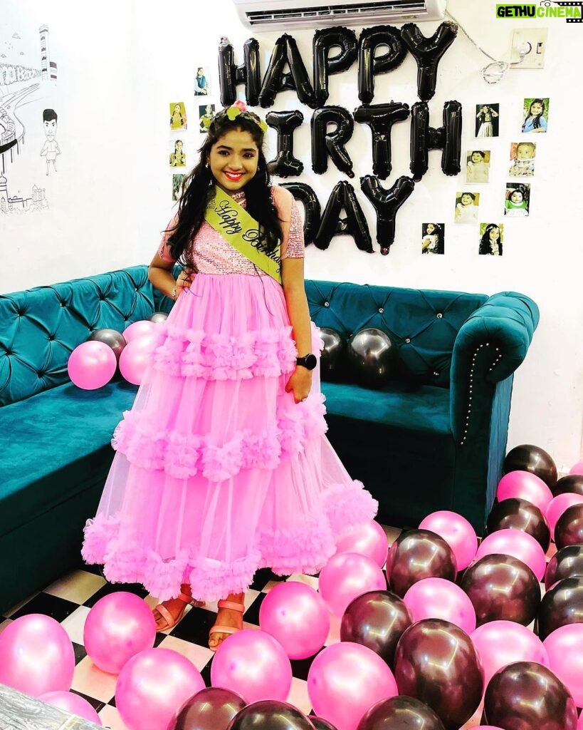 Sherin Thara Instagram - I am blessed to have so many great things in my life-family,friends & god.#grateful Beautiful pink grand gown customised by @rehradesignstudio @rehrakidscouture I loved this dress so much becoz of comfort ,fit perfect & beautiful unique design. Always My favourite shop & I bought dresses always specially my own day my birthday special ❤️ Kindly check out their page❤️ One of the best surprise I ‘ve ever received ❤️ @namma_veetu_festival I am totally impressed ❤️ #babysherin #babymayu #mayu #baakyalakshmi #vijaytelevision #vijaytv #birthday #happy #celebration #instadaily #instagood #instamood #insta