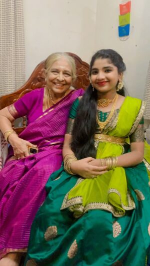 Sherin Thara Instagram - My favourite mounaraagam Revathi paati love you paati always ❤️😘 keep blessing me Patti❤️❤️❤️

#baakyalakshmi #babysherin #babyshruthi #vijaytelevision #mounaragam #babyshruthi #grandma #grandmalove #likes #support #siragadikkaaasai #siragadikaaasaiserial #trendingreels #instagram #instagood #explorepage #realreel