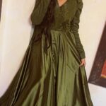 Sherin Thara Instagram - Hi friends 💚💚💚 This beautiful full flare satin attire customised by @minime_by_arjocouture . The olive Green Party wear designed as full sleeve with puff, neck was ‘v’ Neck & top portion detailed. I love this pattern & really awesome look double circular frock as full flare was amazing 👌💚💚💚 Kindly check out their page friends customisable with any colours and sizes💚💚💚 #babysherin #babymayu #baakyalakshmi #trending #explore #instadaily #reels #instapost #outfitinspiration #outfits #celebration #designer #promotion #influencer