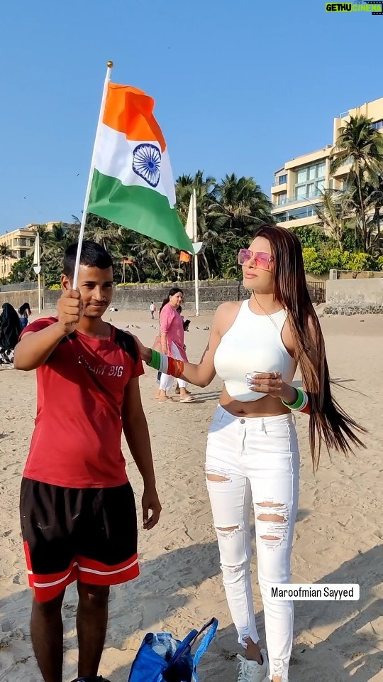 Sherlyn Chopra Instagram - Actress Sherlyn Chopra is seen celebrating Republic Day at Juhu Beach #republicday #bollywood #sherlynchopra