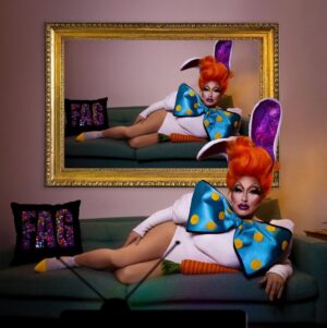 Sherry Pie Instagram - Art imitates life ….. or something like that,
Just call me Pamela Cottontail! 
🐇🥕🐣
Art by an Eggcellent human 

#easter #easterbunny #nyc #drag #dragqueen #art #queerart #bunny #sherrypie #spring #layinginbed #chill #body #gayart #gay #queerartist #red #polkadots #sillyrabbit #couchsurfing #legs #happyeaster #funnybunny #loveislove #carrot #sundayfunday #campclassic #egghunt #artislife #petercottontail