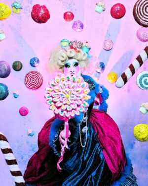 Sherry Pie Instagram - Mother Ginger is hot, sticky sweet from her head to her feet! 
🍬🍭🍫
Art by Sweetie Pies 
#nutcracker #motherginger #sweet #candy #dessert #sherrypie #drag #queen #dragqueen #gay #queer #queerartist #lgbtq #holiday #christmas #blue #pink #makeup #photography #nyc #smile #sugar #fantasy #fun #eatit #campy #campclassic #holigay #magic #nutcrackerballet
