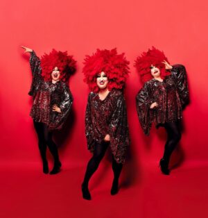 Sherry Pie Instagram - New girl group….THE FEATHERBRAINS! 
Albums hit your local gas stations this fall. 
💃🏻💃🏻💃🏻
Art by Human People
 
#art #drag #dragqueen #happy #phtography #queer #queerartist #gay #mentalhealth #smilemore #smile #laugh #sherrypie #bpdawareness #showgirl #breakthestigma #selflove #nyc #camp #mentalhealthadvocate #proud #makeup #happy #queerart #gayart #comedy #bigred #feathers #girlgroup #red #sequin