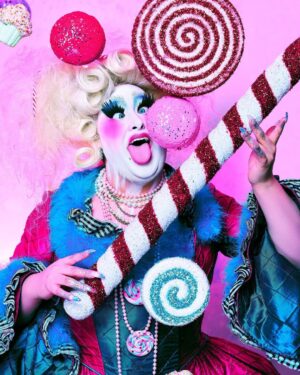 Sherry Pie Instagram - Mother Ginger is hot, sticky sweet from her head to her feet! 
🍬🍭🍫
Art by Sweetie Pies 
#nutcracker #motherginger #sweet #candy #dessert #sherrypie #drag #queen #dragqueen #gay #queer #queerartist #lgbtq #holiday #christmas #blue #pink #makeup #photography #nyc #smile #sugar #fantasy #fun #eatit #campy #campclassic #holigay #magic #nutcrackerballet