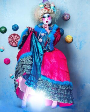 Sherry Pie Instagram - Mother Ginger is hot, sticky sweet from her head to her feet! 
🍬🍭🍫
Art by Sweetie Pies 
#nutcracker #motherginger #sweet #candy #dessert #sherrypie #drag #queen #dragqueen #gay #queer #queerartist #lgbtq #holiday #christmas #blue #pink #makeup #photography #nyc #smile #sugar #fantasy #fun #eatit #campy #campclassic #holigay #magic #nutcrackerballet